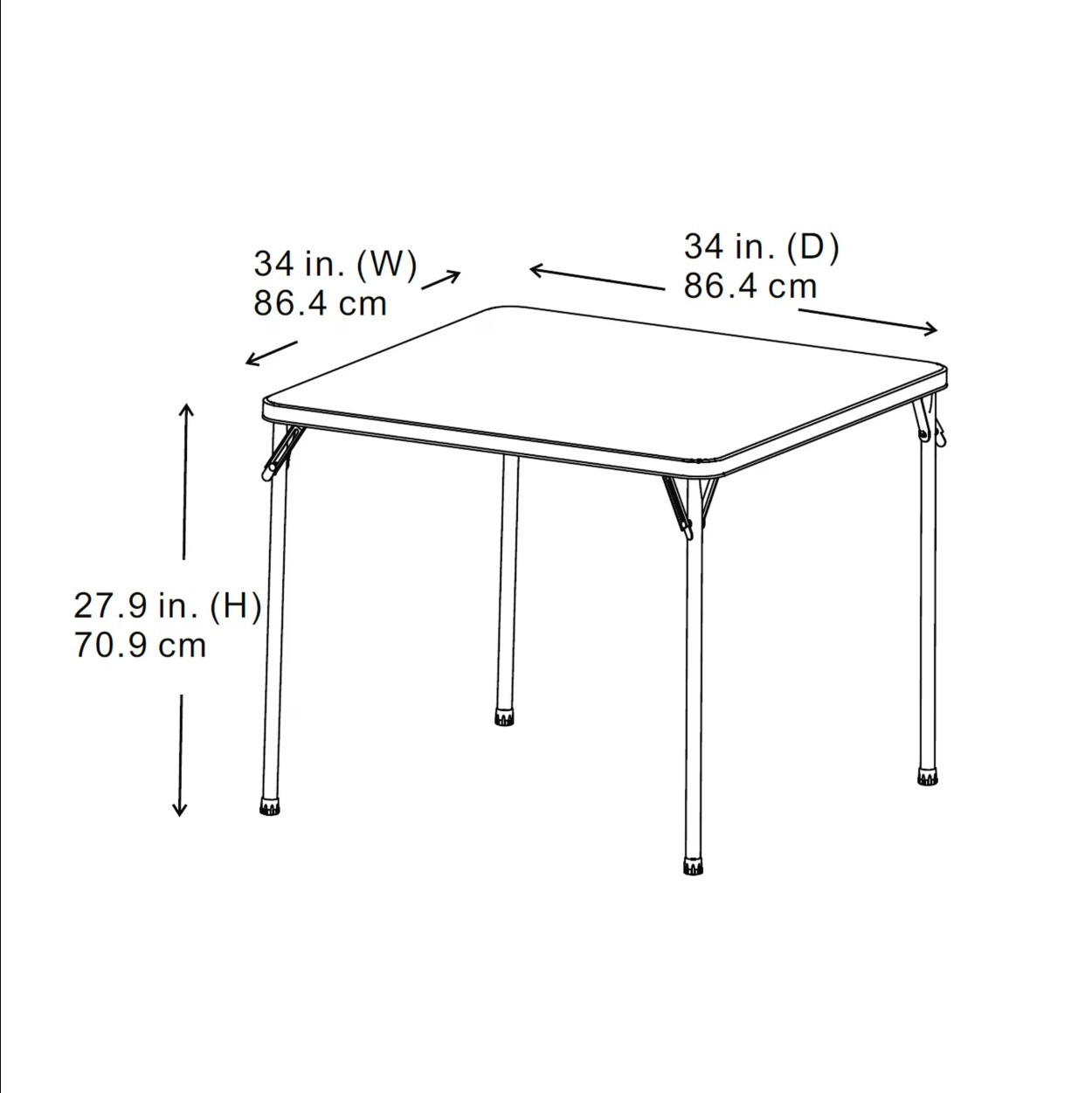 Mainstays 34" Fixed Table Top Folding Legs Card Table, White