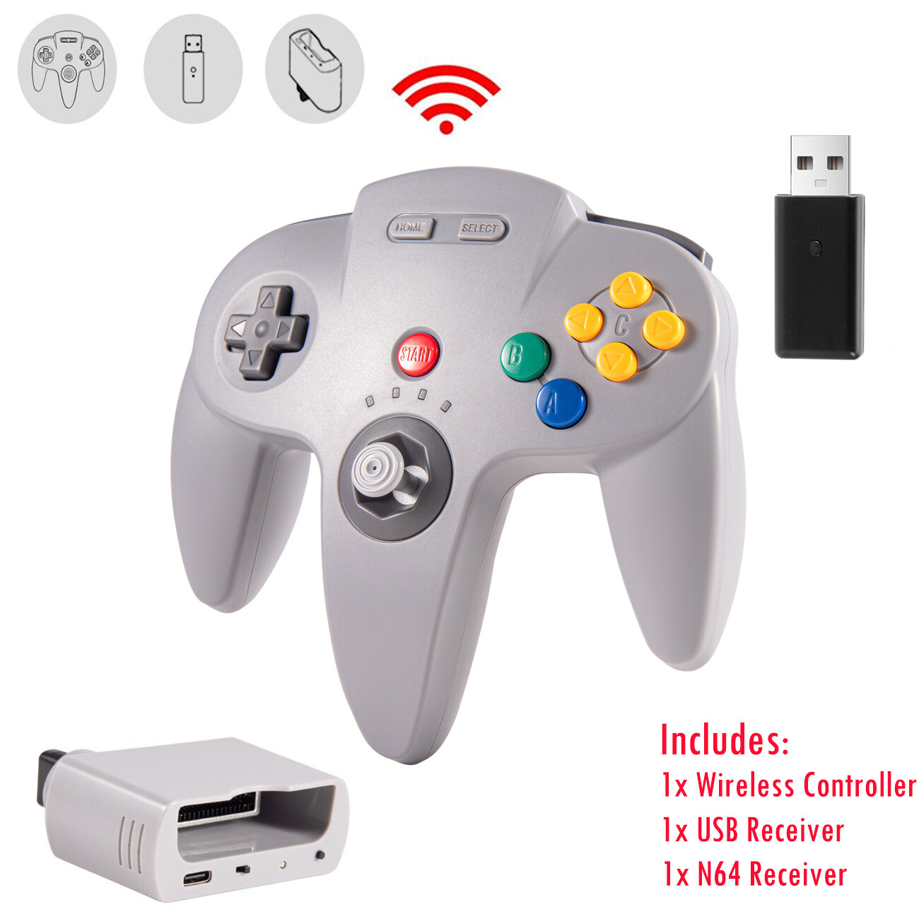 Wireless N64 Controller for N64/ Nintendo Switch PC Mac Win w/ USB& N64 Receiver