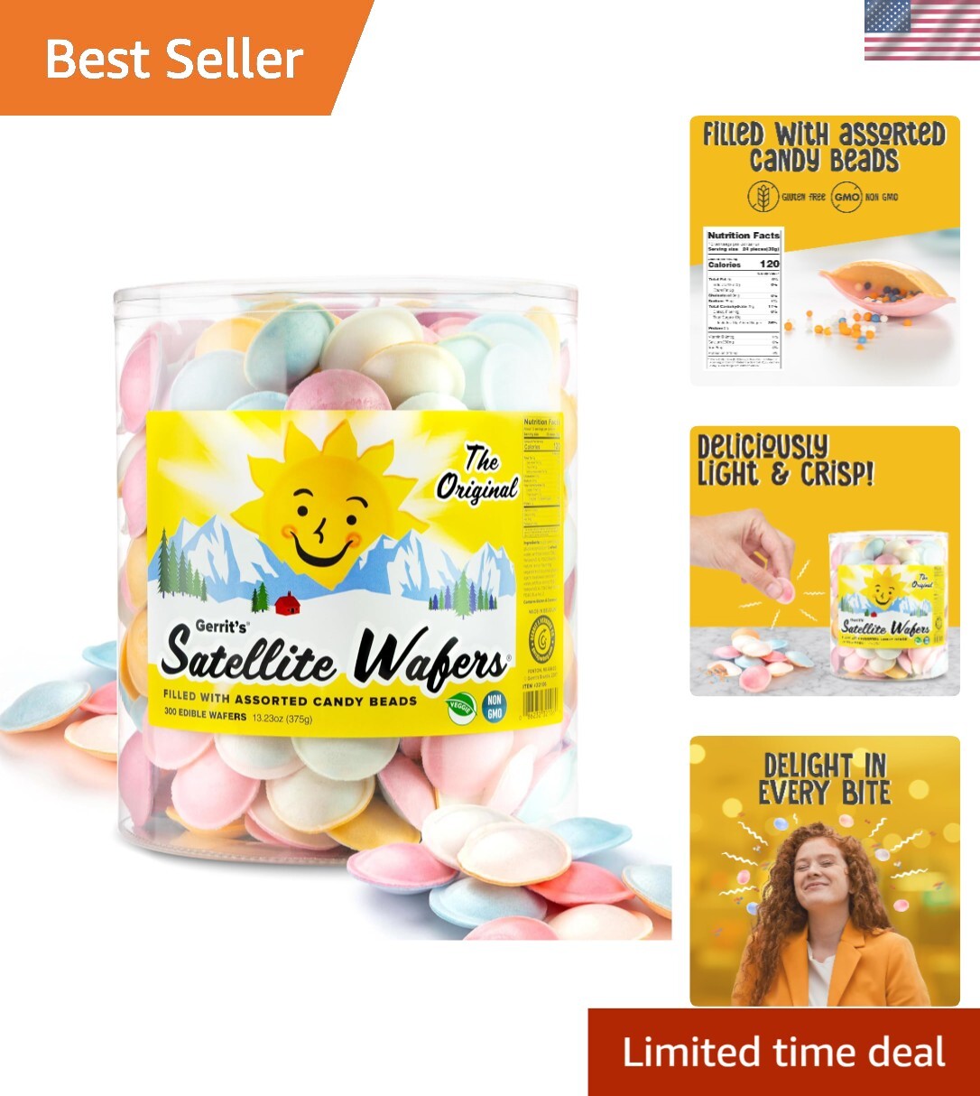 Flying Saucers Candy -  Satellite Wafers with Assorted Flavors, 100 ct