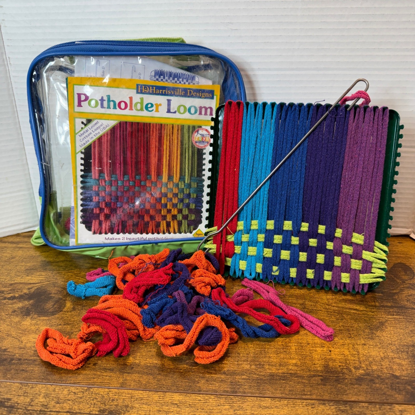 VTG Harrisville Design Potholder Loom Kit Metal Loom Cotton Loops Travel Bag USA