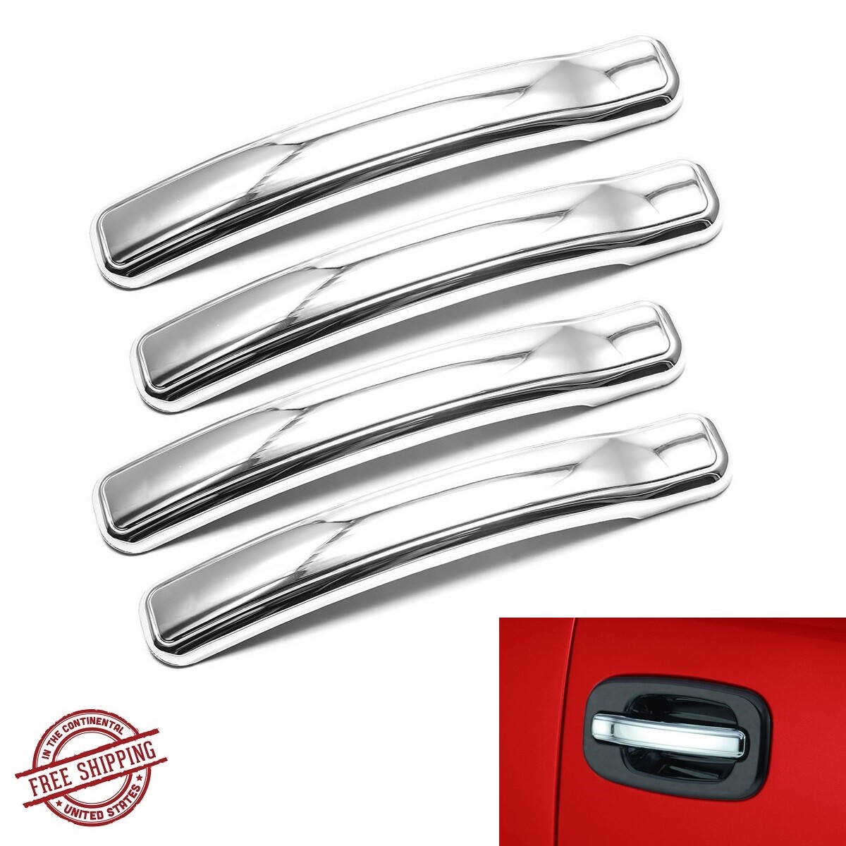 For 1999-2006 Chevy Silverado / GMC Sierra Chrome 4 Door Handle Levers Covers