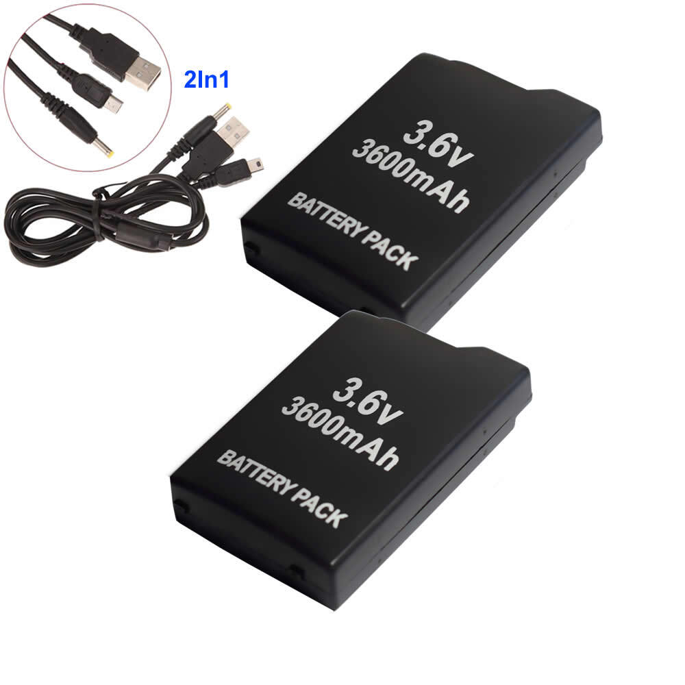2x BATTERY +2IN1 Charge Data Cable FOR SONY PSP 1000 1001 1002 1003 1004 1006