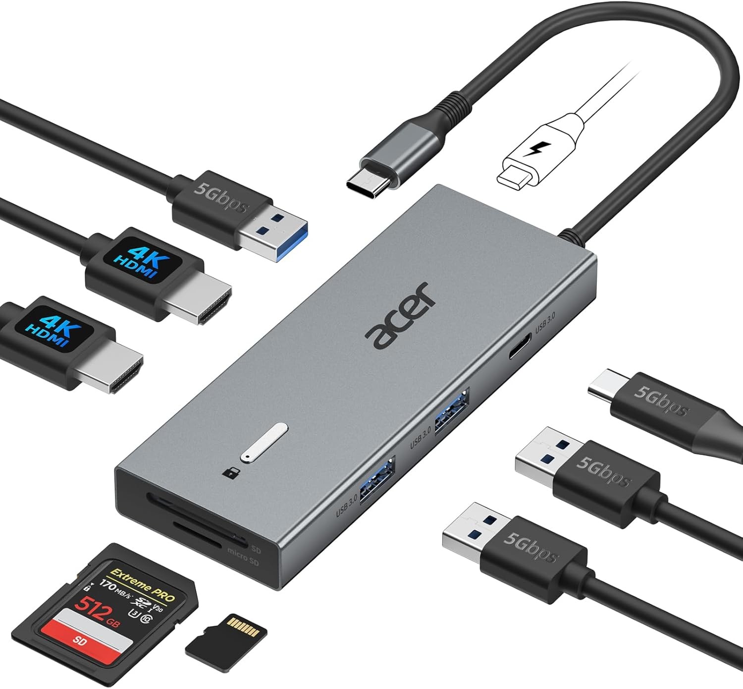 USB C Docking Station Dual Monitor 9-in-1 with 4K HDMI 100W PD