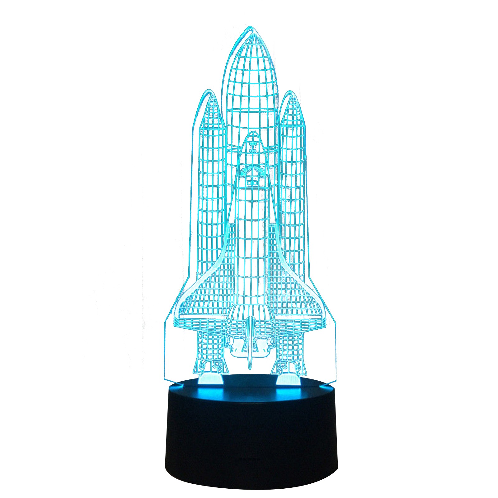 3D Space Rocket Night Light 7-Color Changing LED Table Lamp W/ Remote Control D