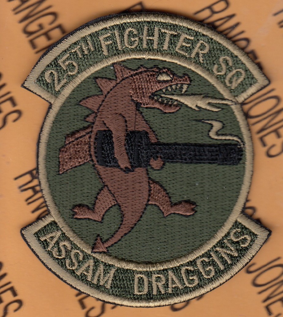 USAF Air Force 25th Fighter Sq FS ASSAM DRAGGINS ~3.25" OCP NO HOOK patch c/e