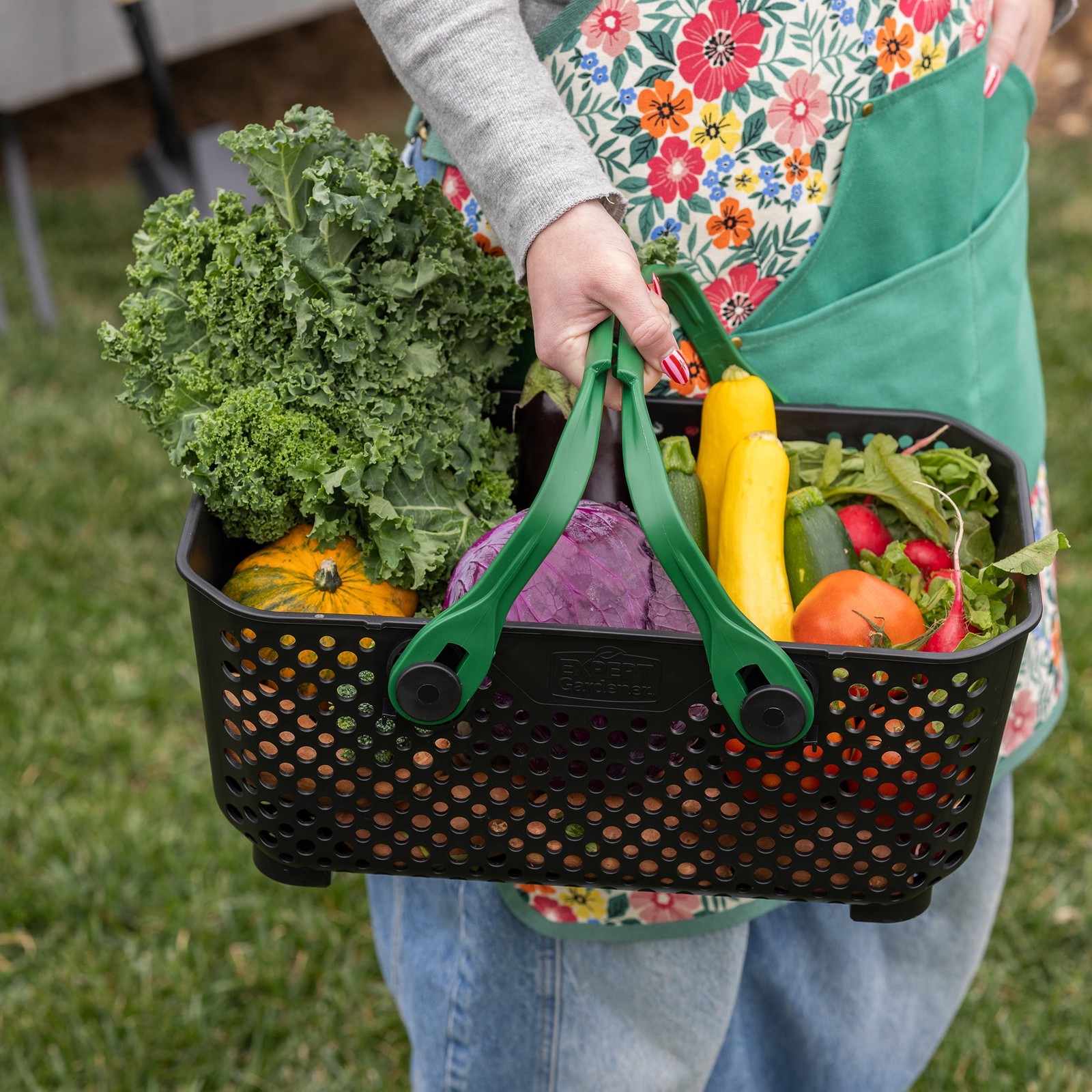 Harvest Storage Basket Black W/ Handles & Stackable Design