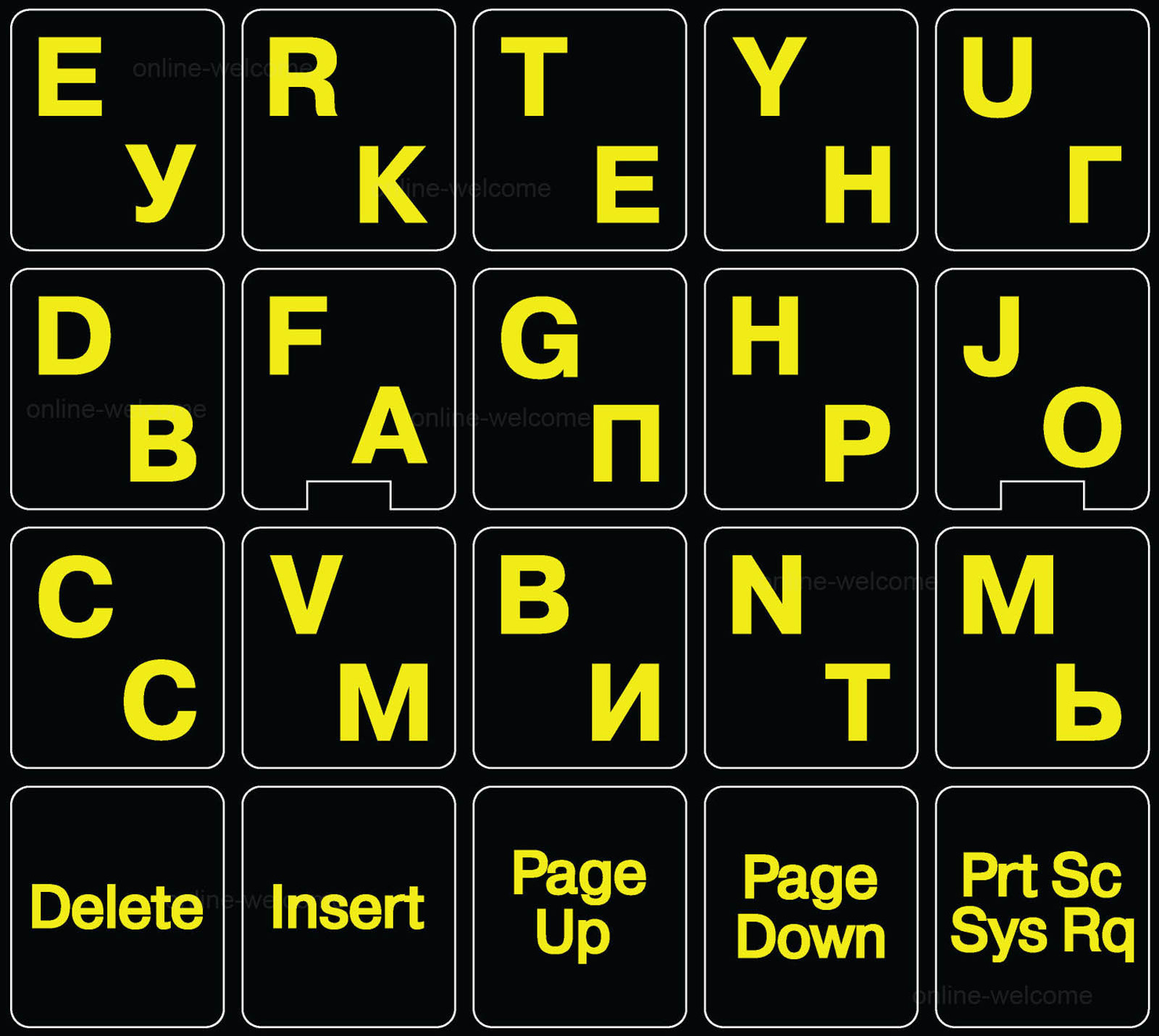 Russian English Fluorescent glowing keyboard sticker