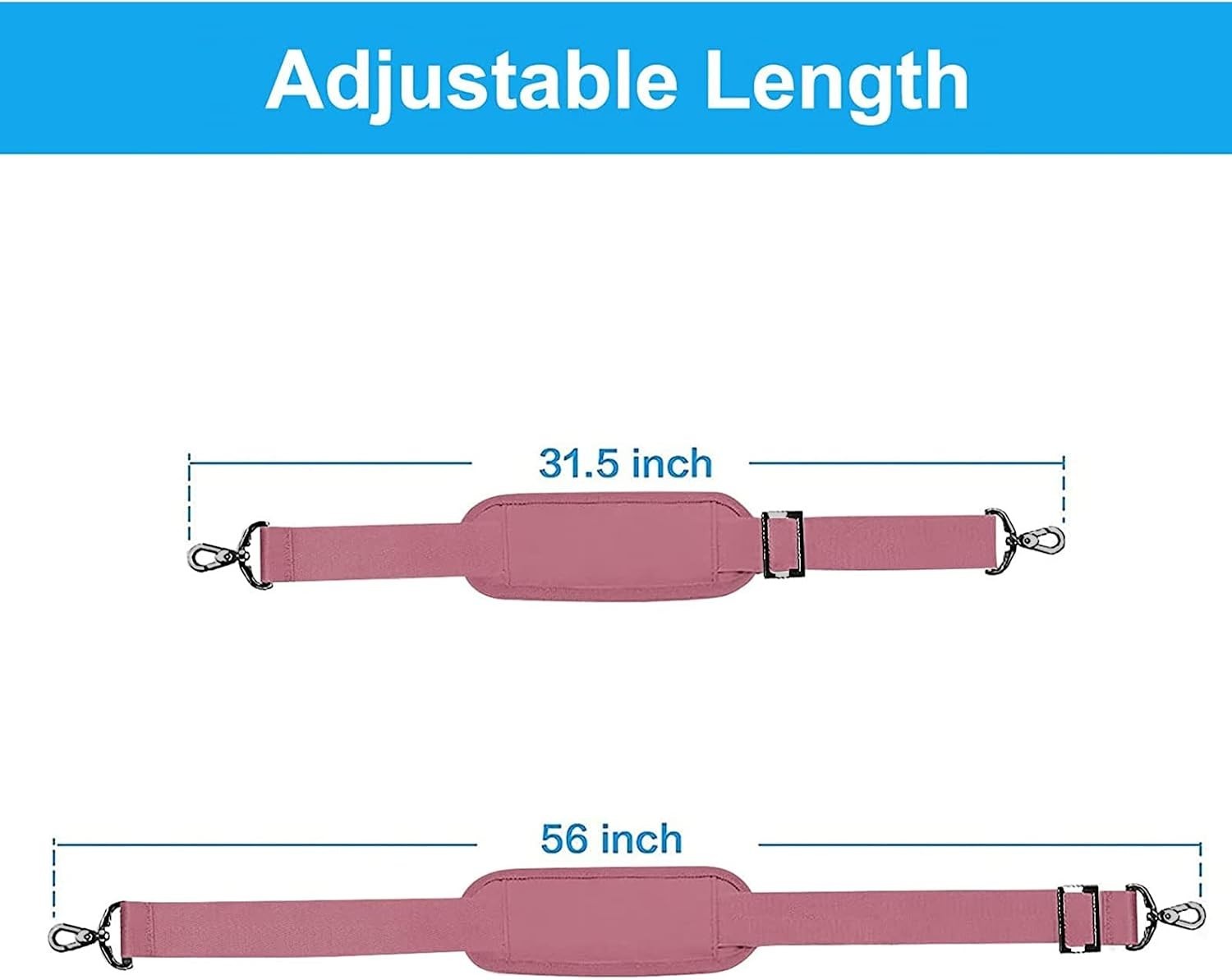 56 inch Shoulder Strap, Adjustable Thick Soft Universal Replacement Non-Slip ...