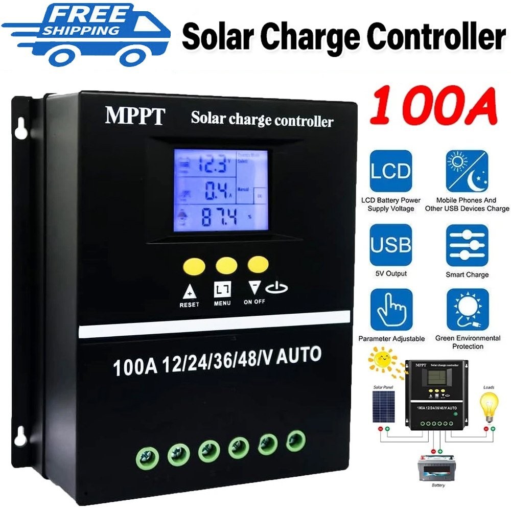 4000W 100A MPPT Solar Charge Controller USB 12V 24V 36V 48V PV Battery Regulator