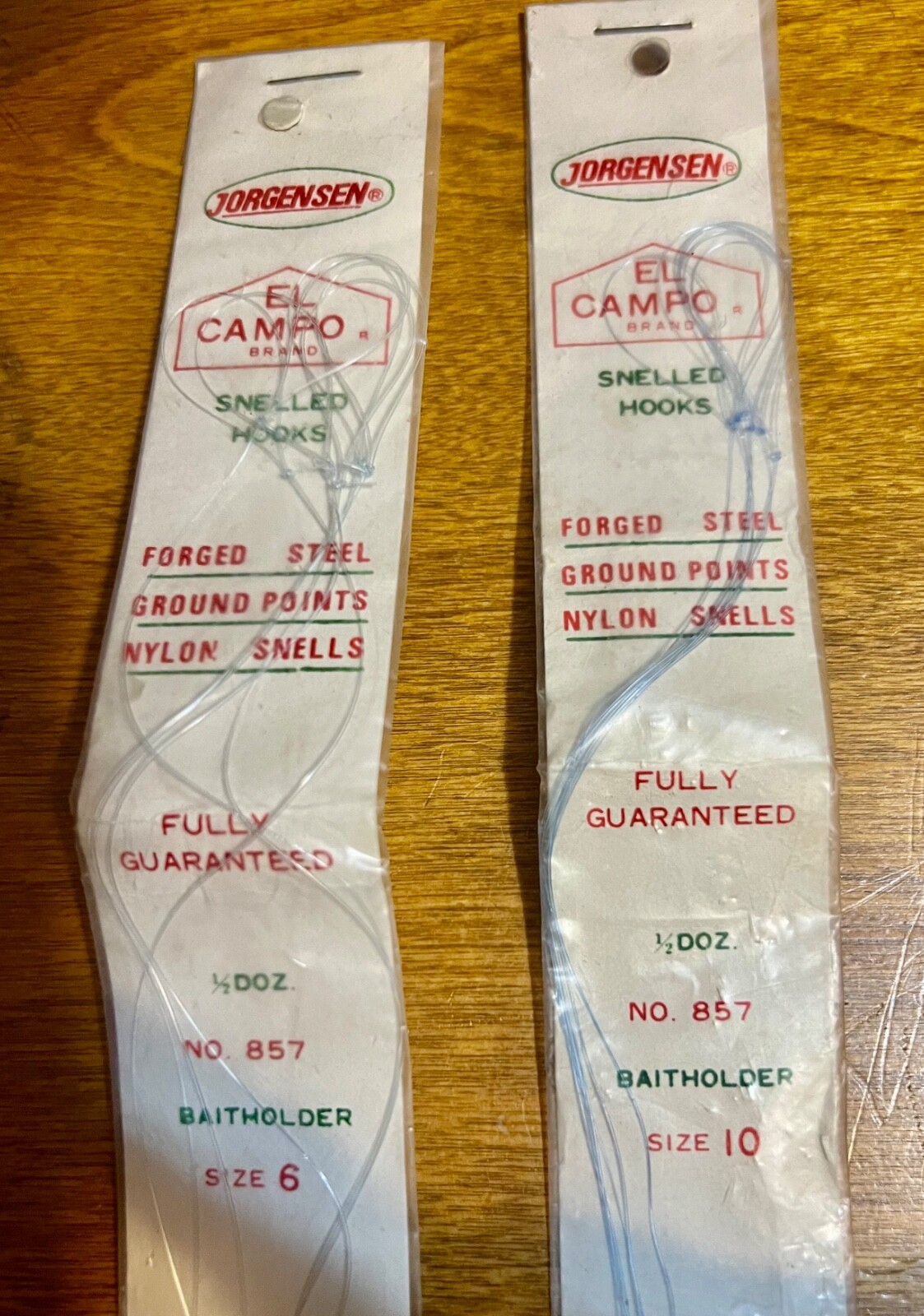 Vintage Snelled Hooks Jorgensen 2 sizes original packaging nice