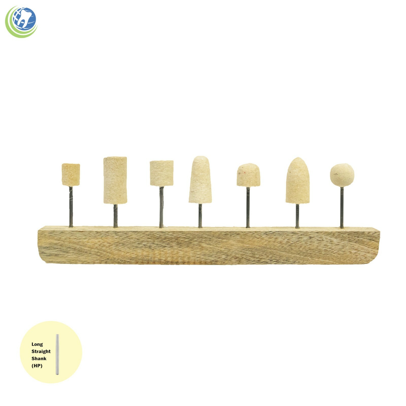 DENTAL LABORATORY JEWELRY POLISHING ASSORTED MOUNTED FELT CONES TIPS KIT OF 7