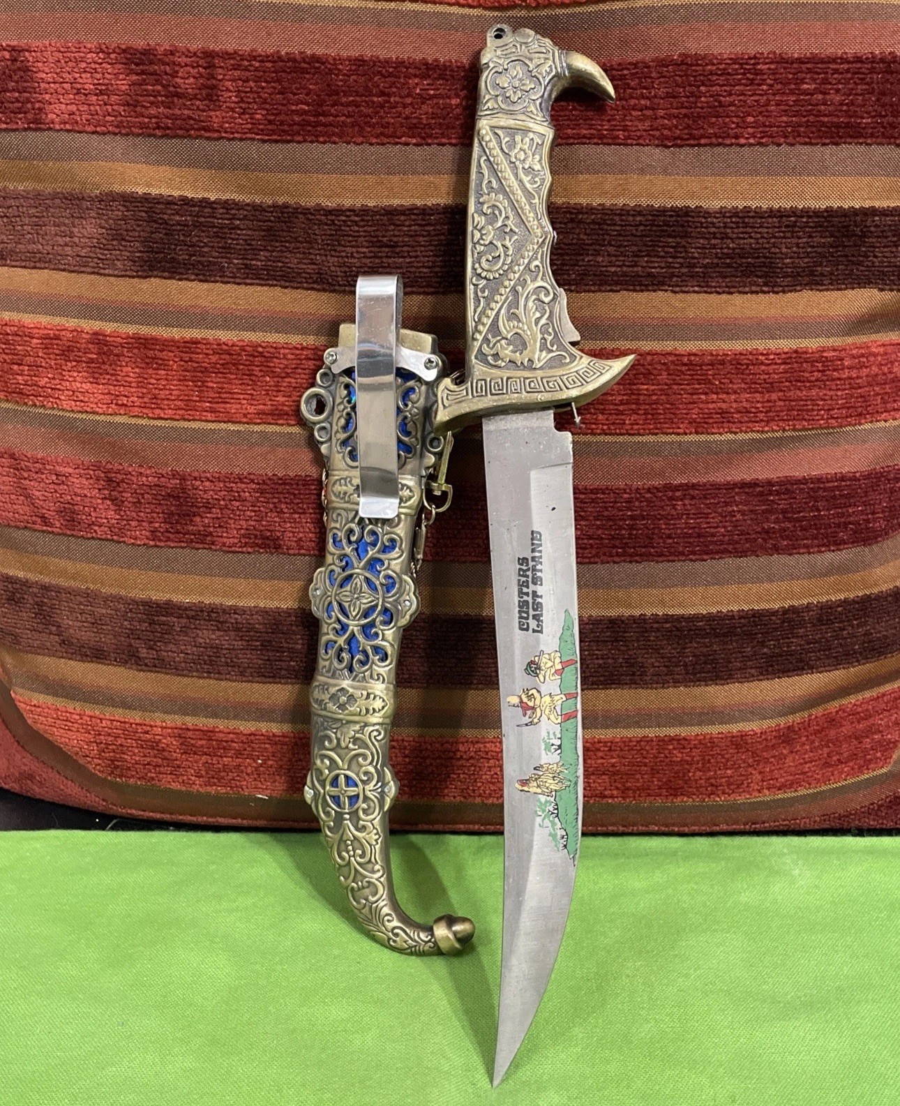 Defender 12" Designed Handle China Dagger Stainless Steel w/Glass decor Sheath