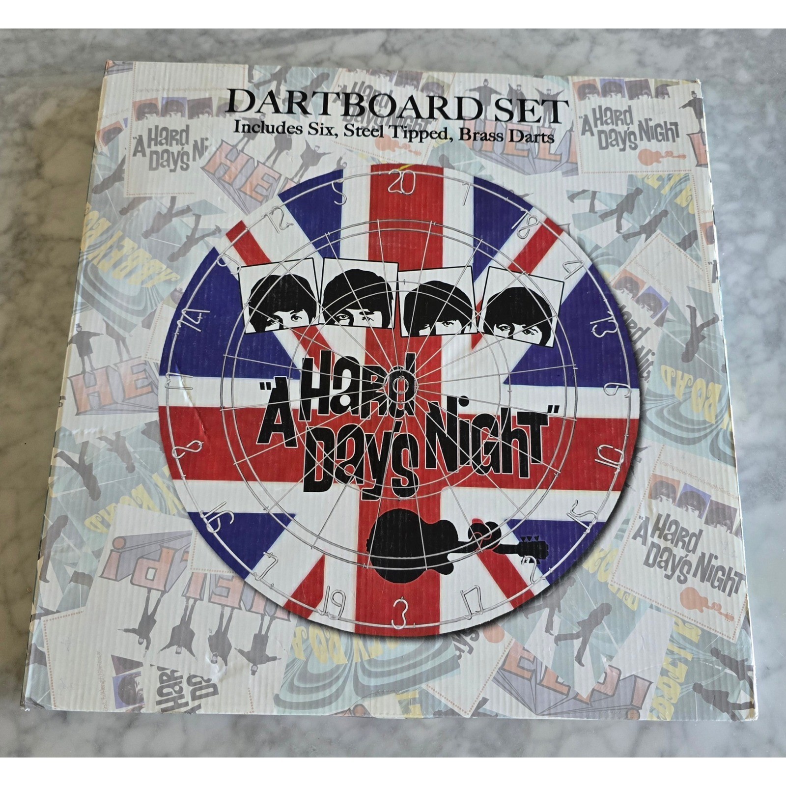 New The Beatles A Hard Days Night Dartboard Set Radio Days 6 Brass Darts