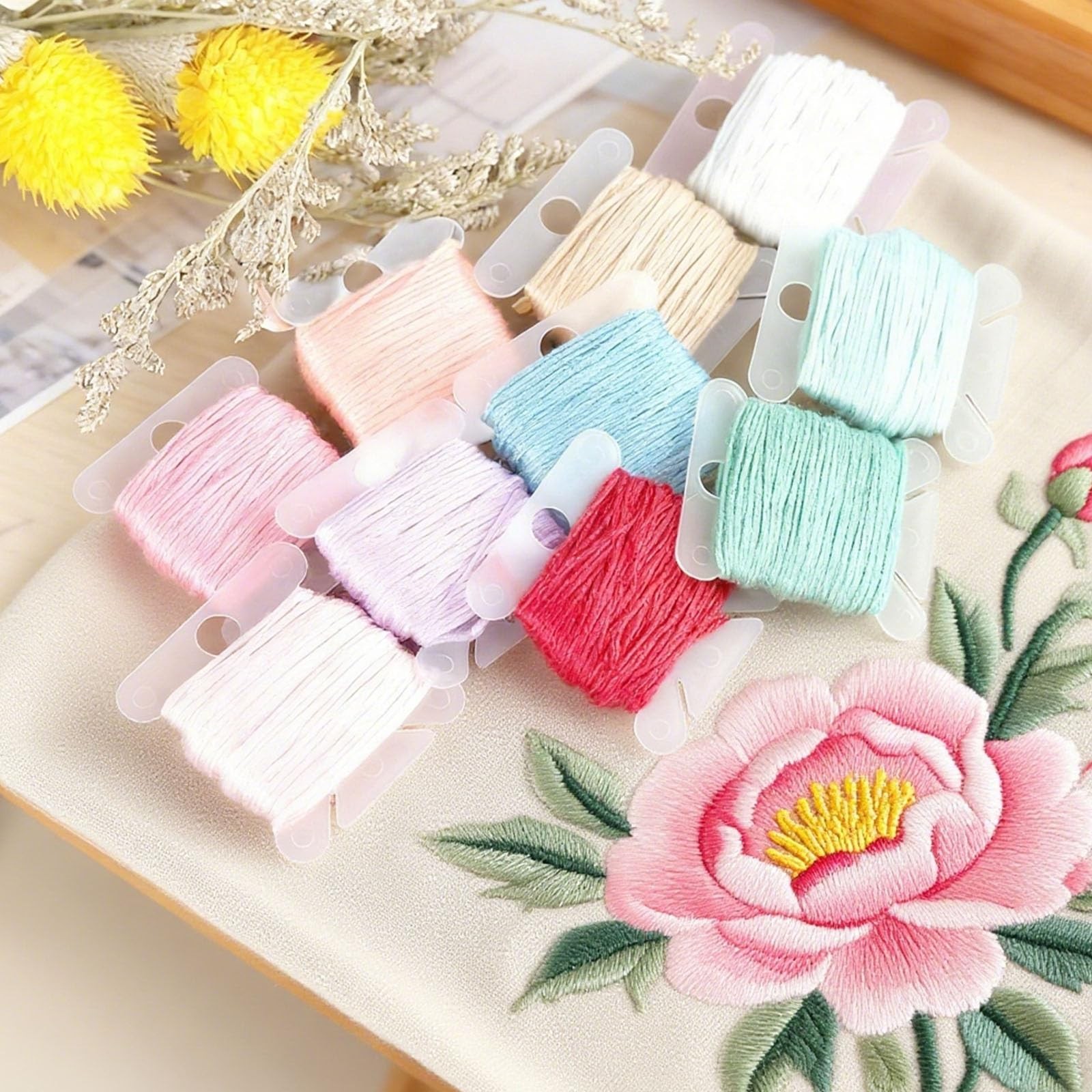 Embroidery Floss Organizer with 24 Compartments - Cross Stitch Thread White
