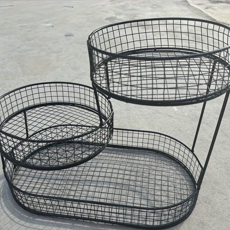Stainless Steel Multi-tier Fruit Basket Round Kitchen Display Rack Dinning Table