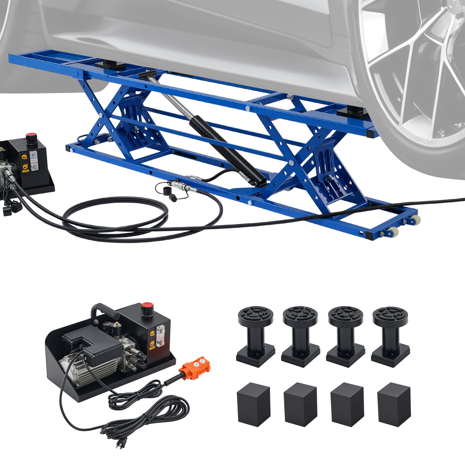 OMT 5000lb Portable Car Jack w 25.6" Max Height Remote Control Extension Plates