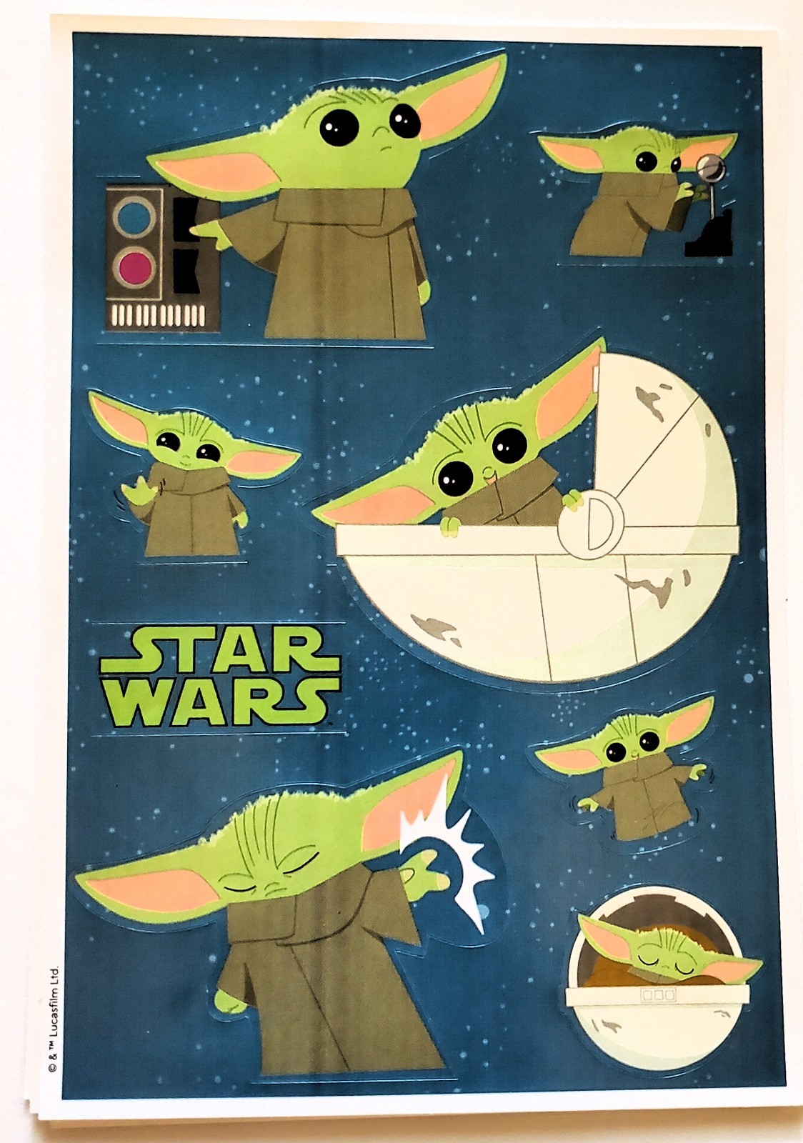 Star Wars The Mandalorian - Baby Yoda, Grogu Stickers - Hallmark - 1 Sheet