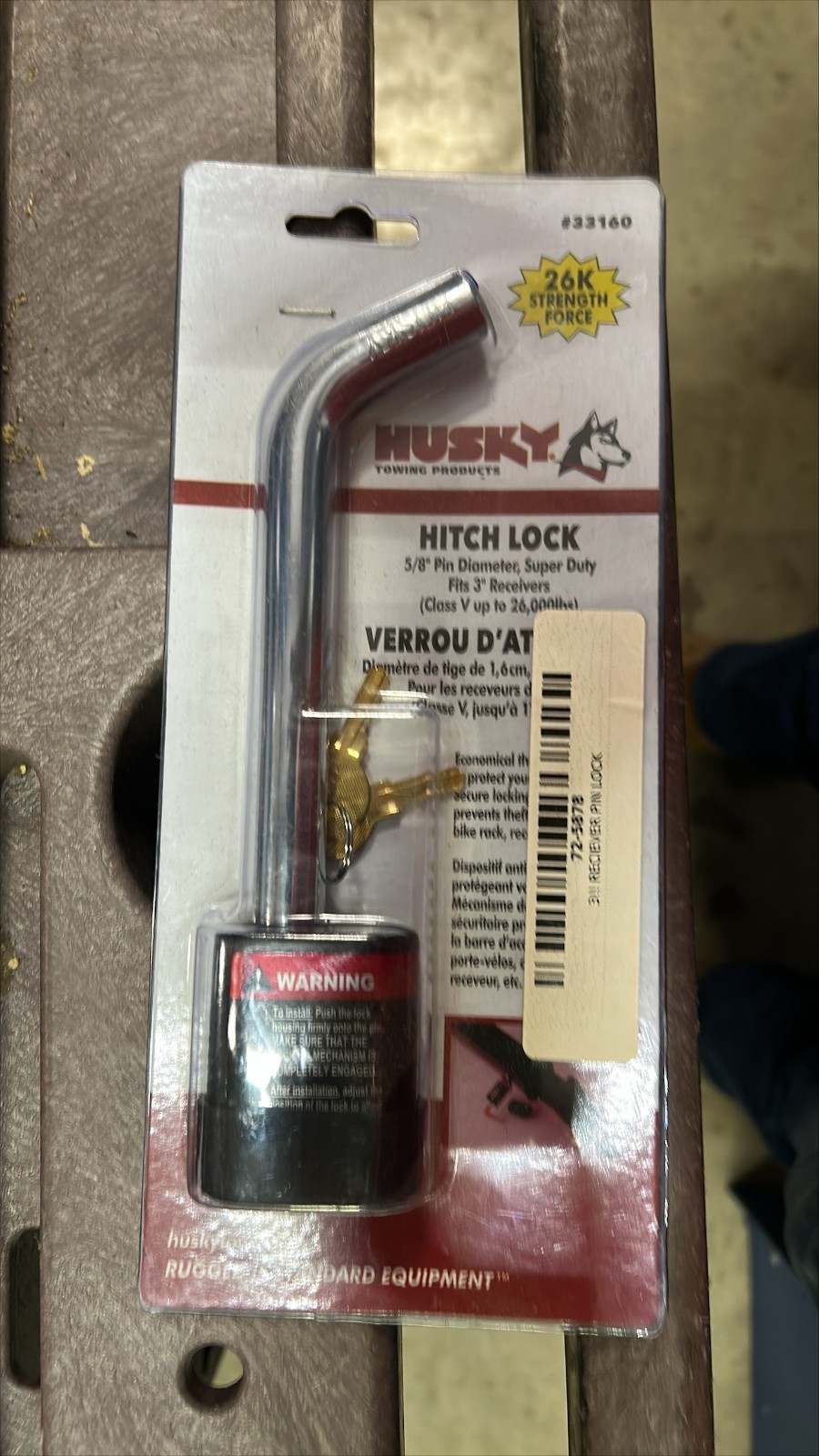 Husky hitch lock 33160 3/8" pin for 3" receivers