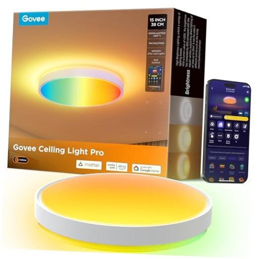Smart Ceiling Light 4300LM, RGBIC LED Ceiling Light Fixture Works with