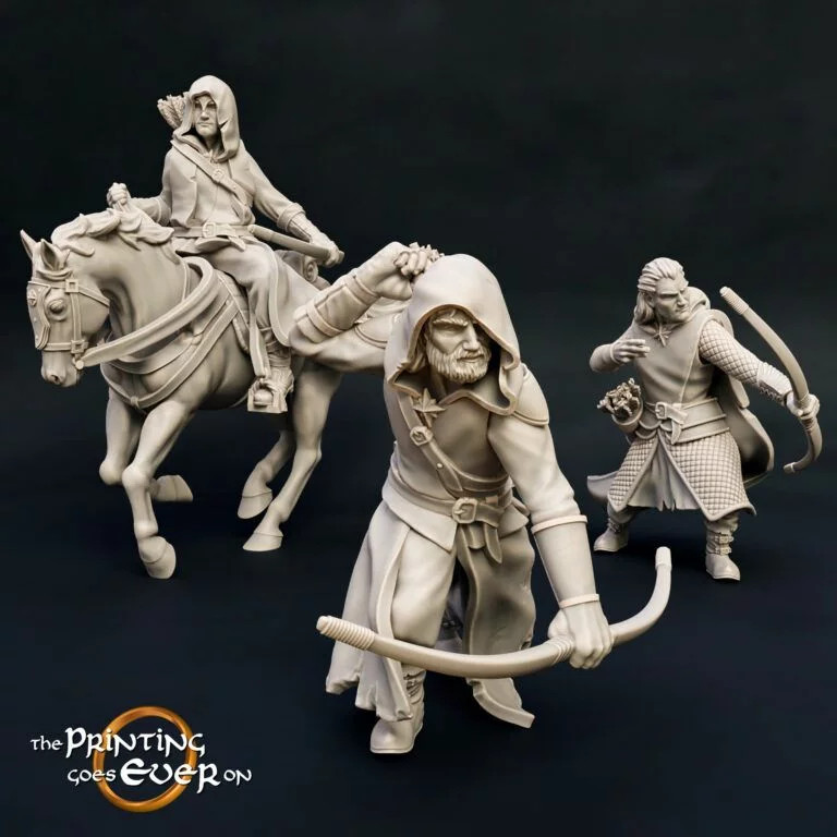 Rangers with Bows (Set of 3) - 28-32mm The Ashen - Resin Tabletop Miniatures
