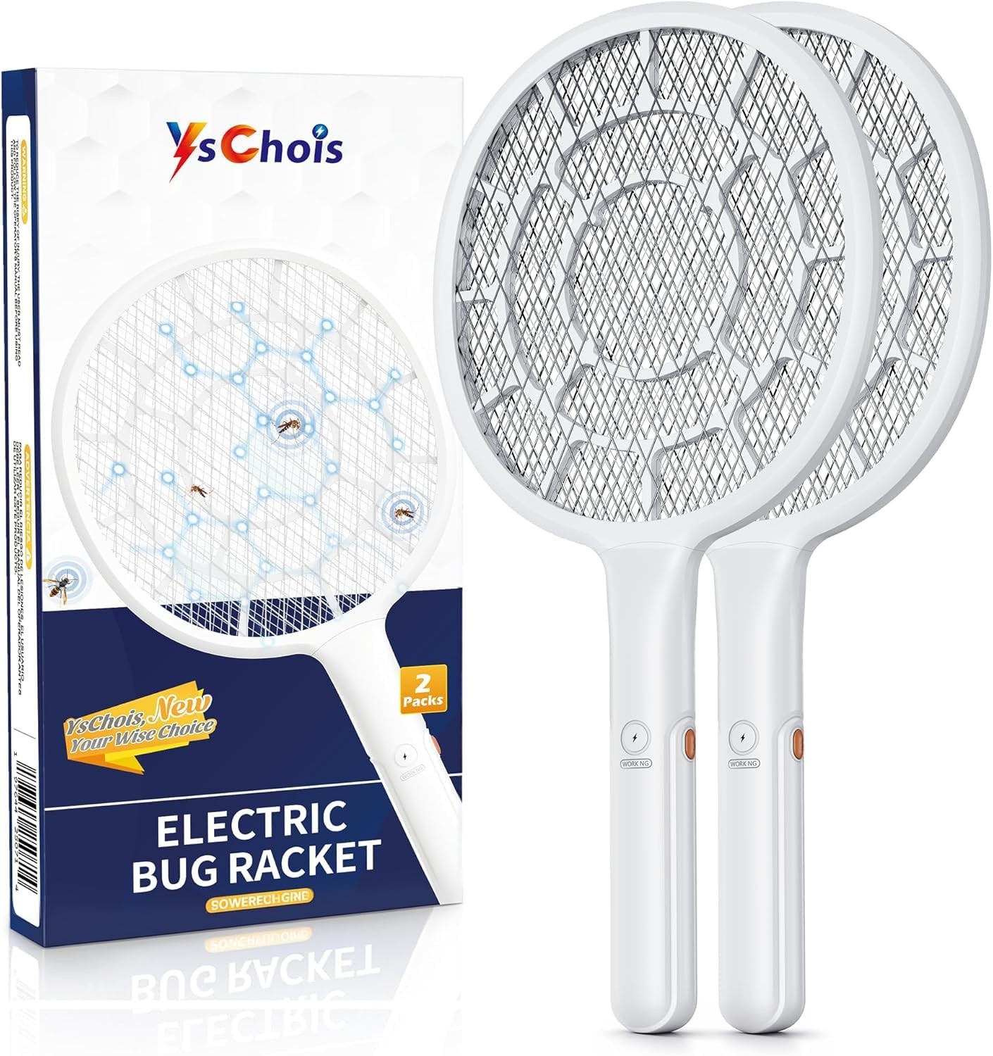 2 Pcs Electric Fly Swatter, Bug Zapper, Mosquito Zapper Racket | Gold Zone Volta