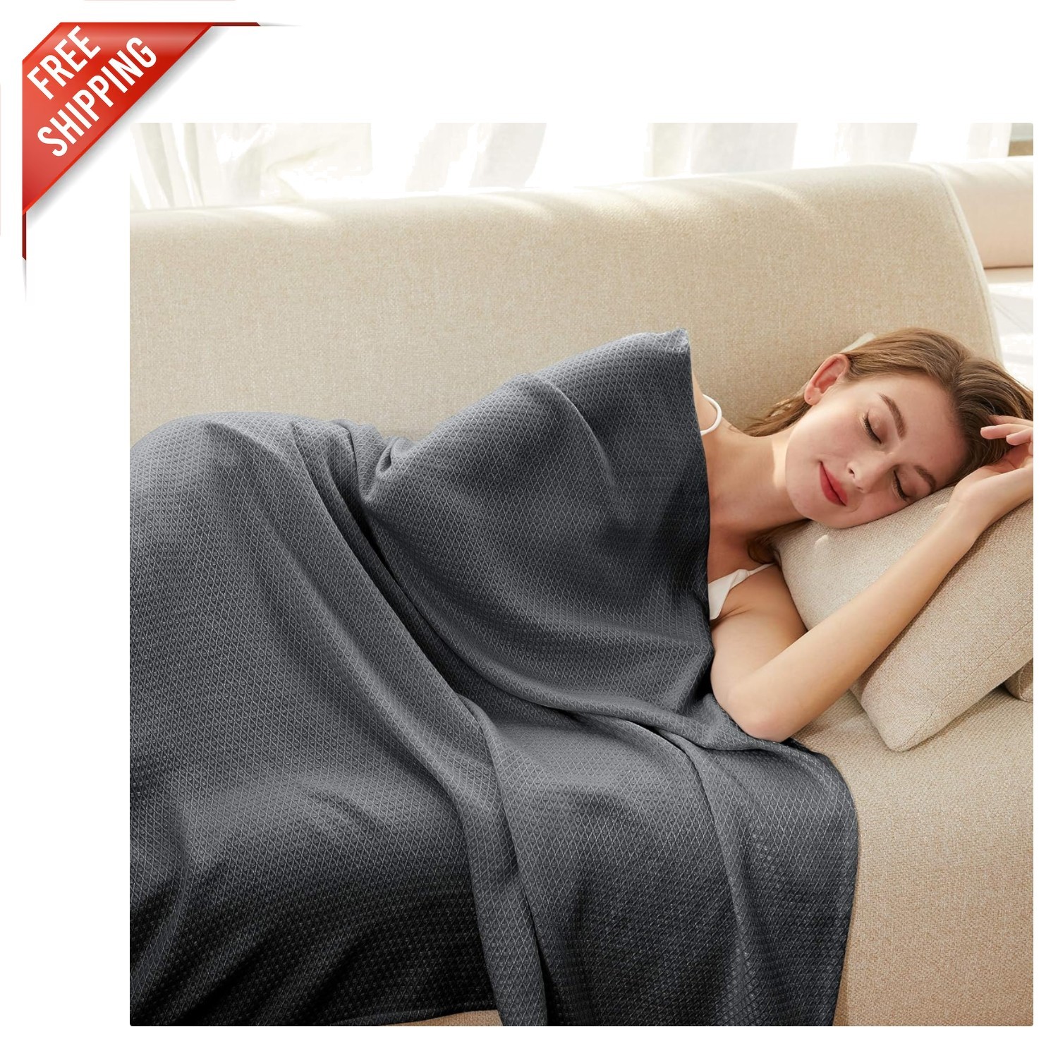 Cooling Blanket - 100% Bamboo Rayon, Lightweight, 79"x91" for Hot Sleepers