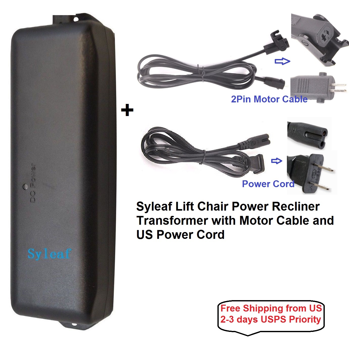 Ashley Limoss Lift Chair recliner 29V 2A Transformer w/power cord motor cable