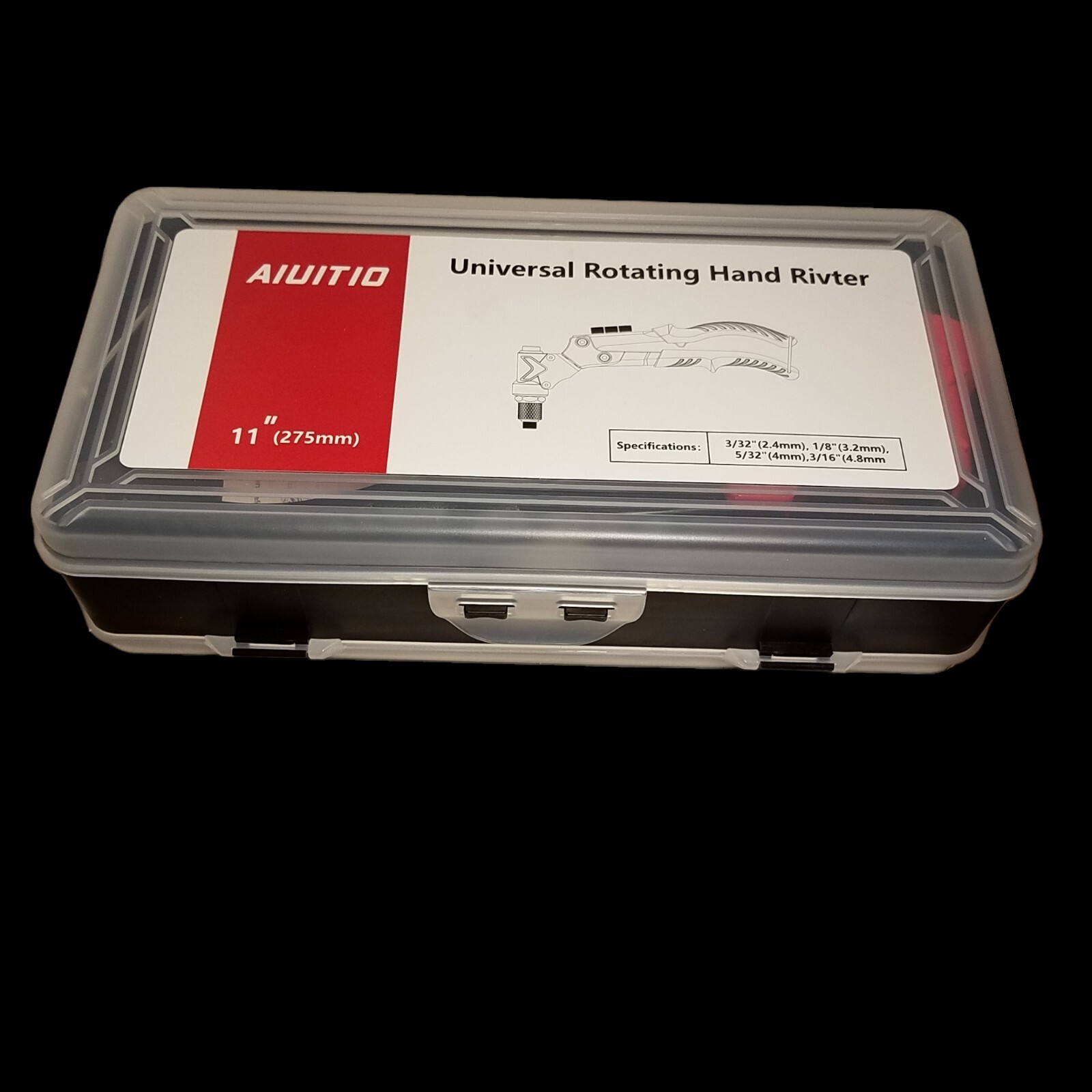 Universal Rotating 11" Hand Riveter Gun Rivet Tool Kit in Case w 200 pc Rivets