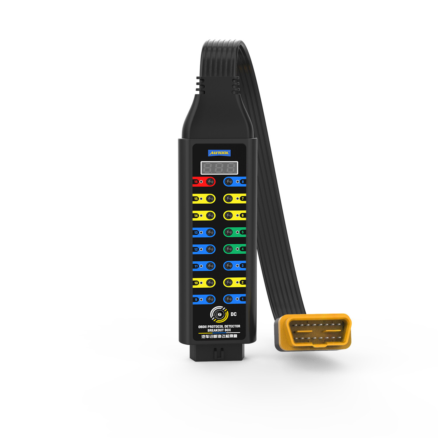OBD2 Breakout Box Auto OBDII Protocol Detector LCD Display 16 Pin CAN Bus Test