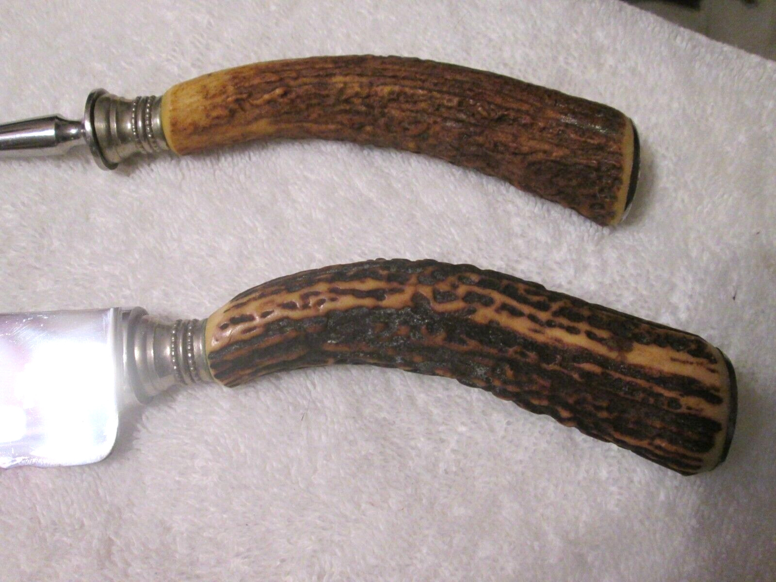 Vintage Stag Horn Hake Werke Austria Serrated Knife Rostfrei Fork Carving Set