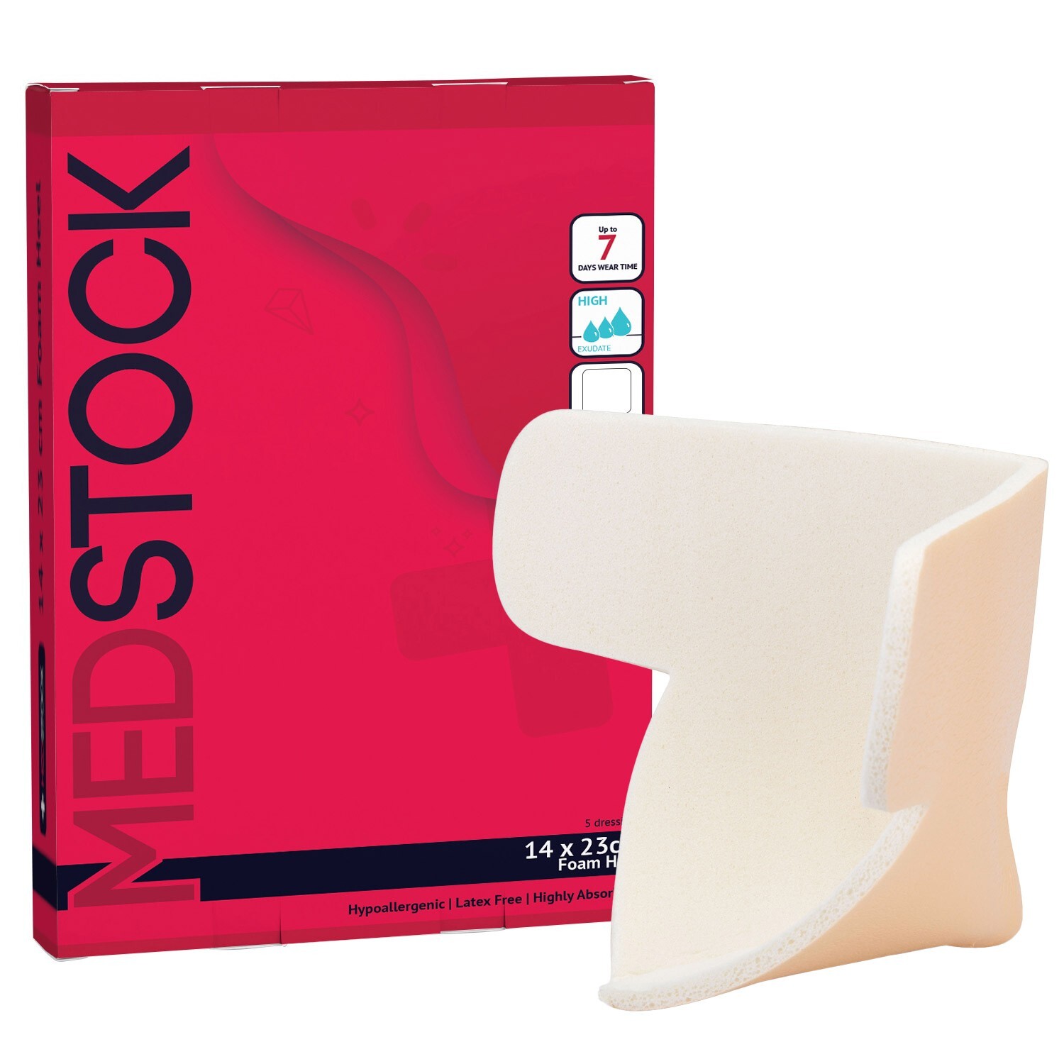 MEDSTOCK Foam Non-Adhesive Heel Dressing - 5.5" x 9" (Box of 5)
