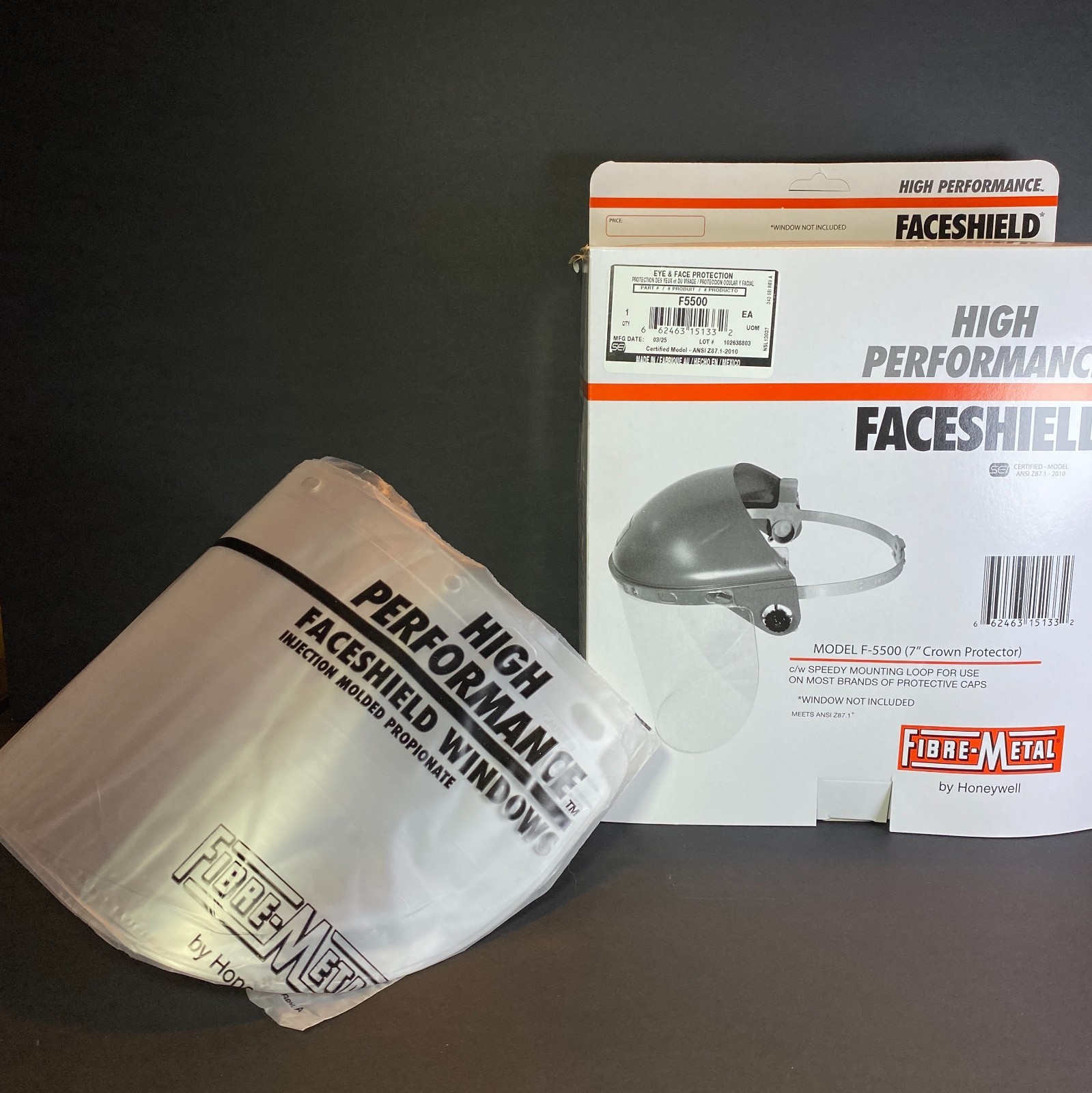 Honeywell Fibre-Metal F5500 F500 Hard Hat Clip Headgear + Faceshield Window LOT