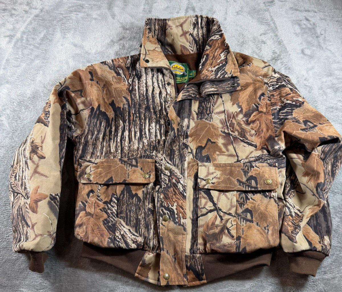 Vtg Cabela’s Super Slam Camo Hunting Bomber Jacket Men’s M USA Made Fleece