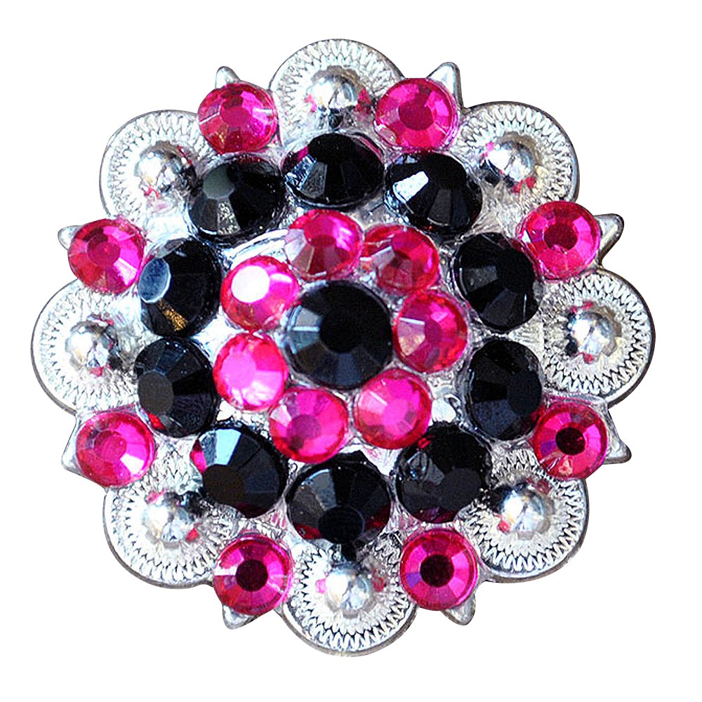 HILASON Set of 2 Black Hot Pink Crystals Berry Headstall Saddle Tack | Western