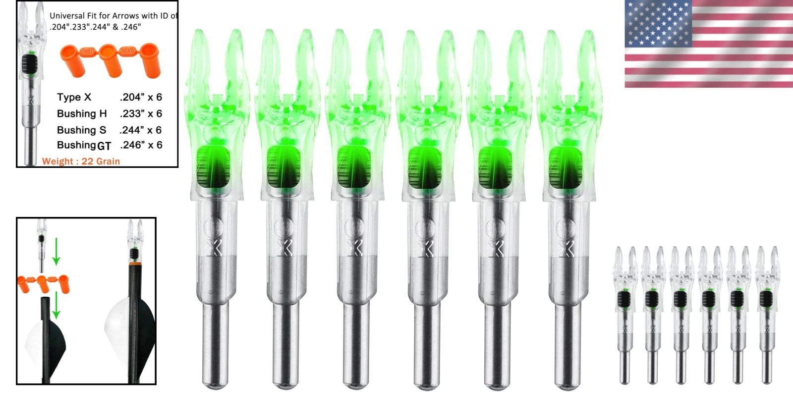 6PCS Versatile LED Arrow Nocks with Easy Switch - Compatible with Multiple Sizes