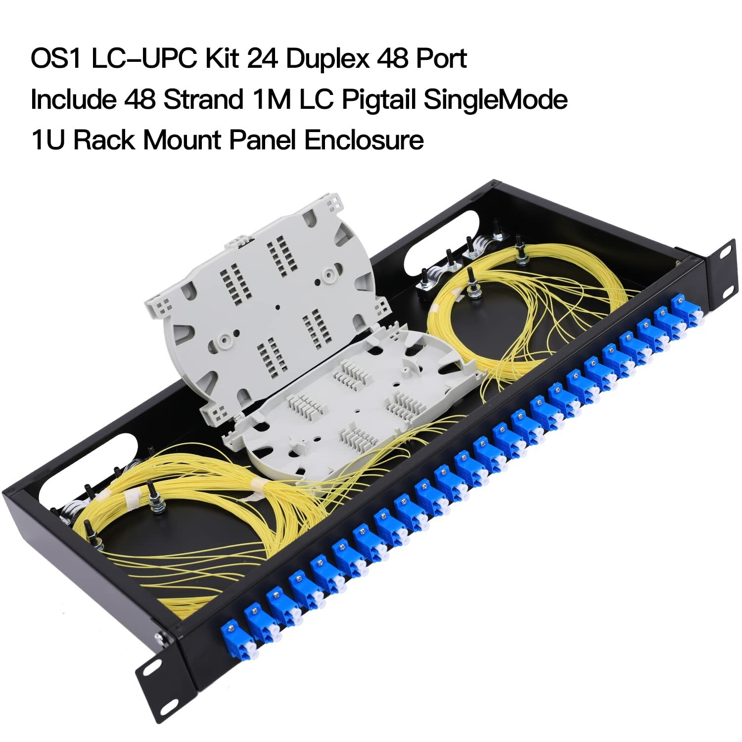 24 Duplex 48 Port LC-OS1 Rack Mount Enclosure Box Fiber SingleMode LC-UPC -745