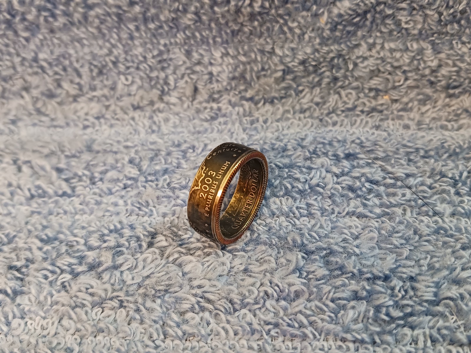 Illinois Handcrafted Washington Quarters coin ring, size 6