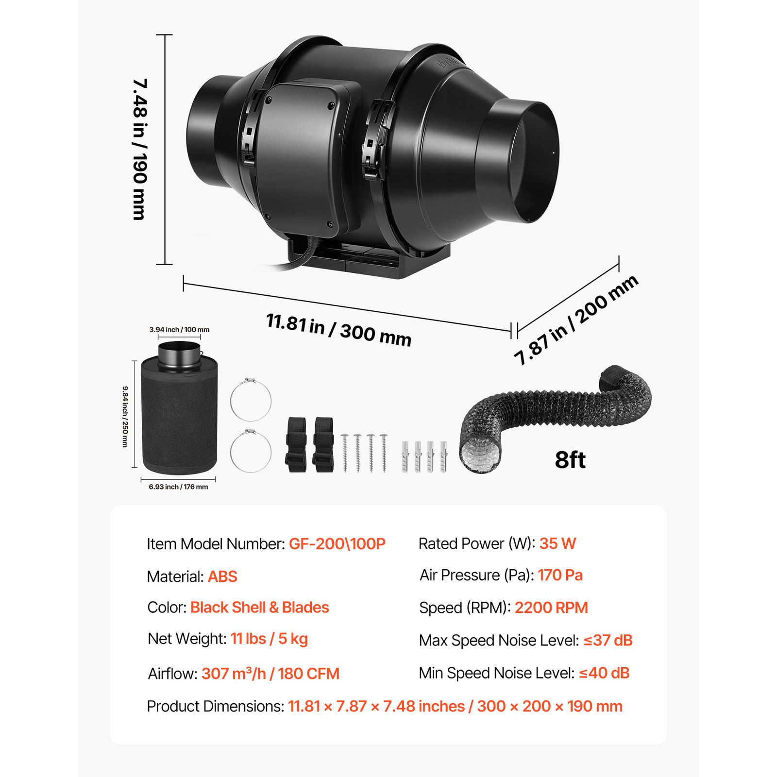 Uimoso 4-inch Inline Duct Fan with Filter and Adjustable Speed Controller