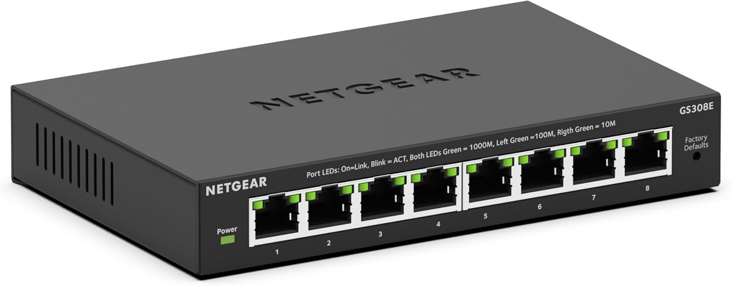 8-Port Gigabit Ethernet Easy Smart Switch (GS308E) - Desktop & Wall Mount