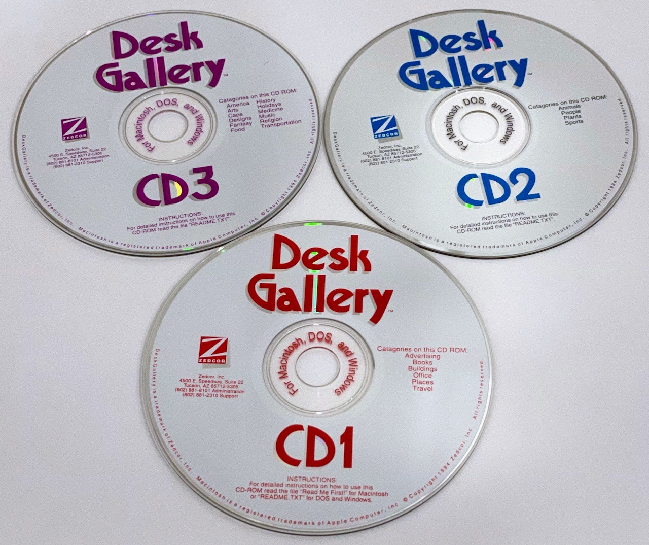 Desk Gallery Clip-Art Library - 3 CDs plus Book - from 1994! Mac/PC - nice!