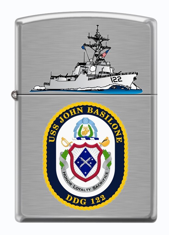 USS John Basilone (DDG-122) Destroyer Zippo MIB Brushed Chrome