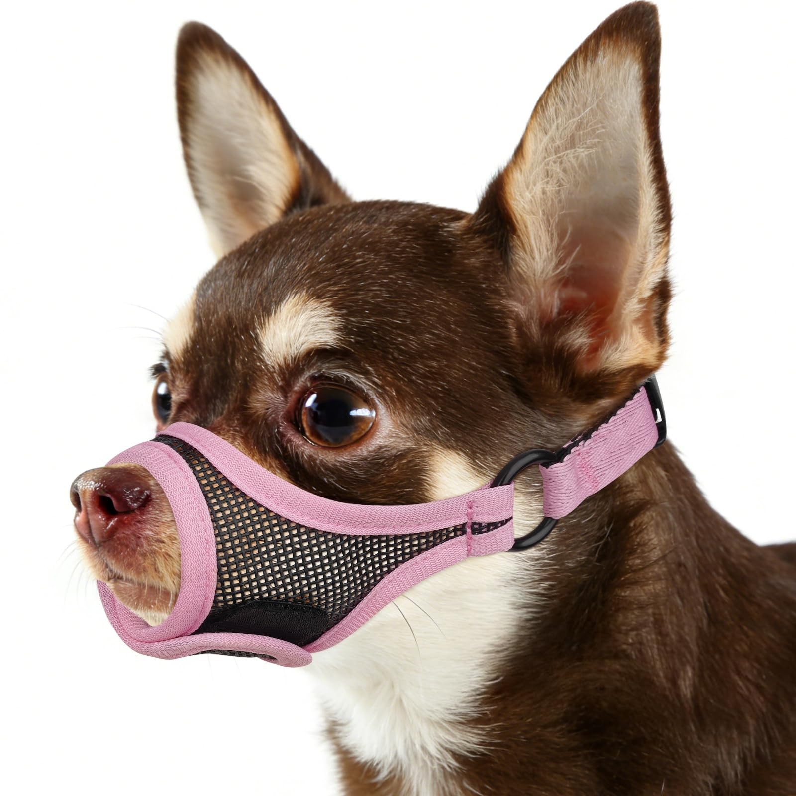 Mesh Dog Muzzle for Short Snout Small Dogs, Adjustable Muzzle for Chihuahua Y...