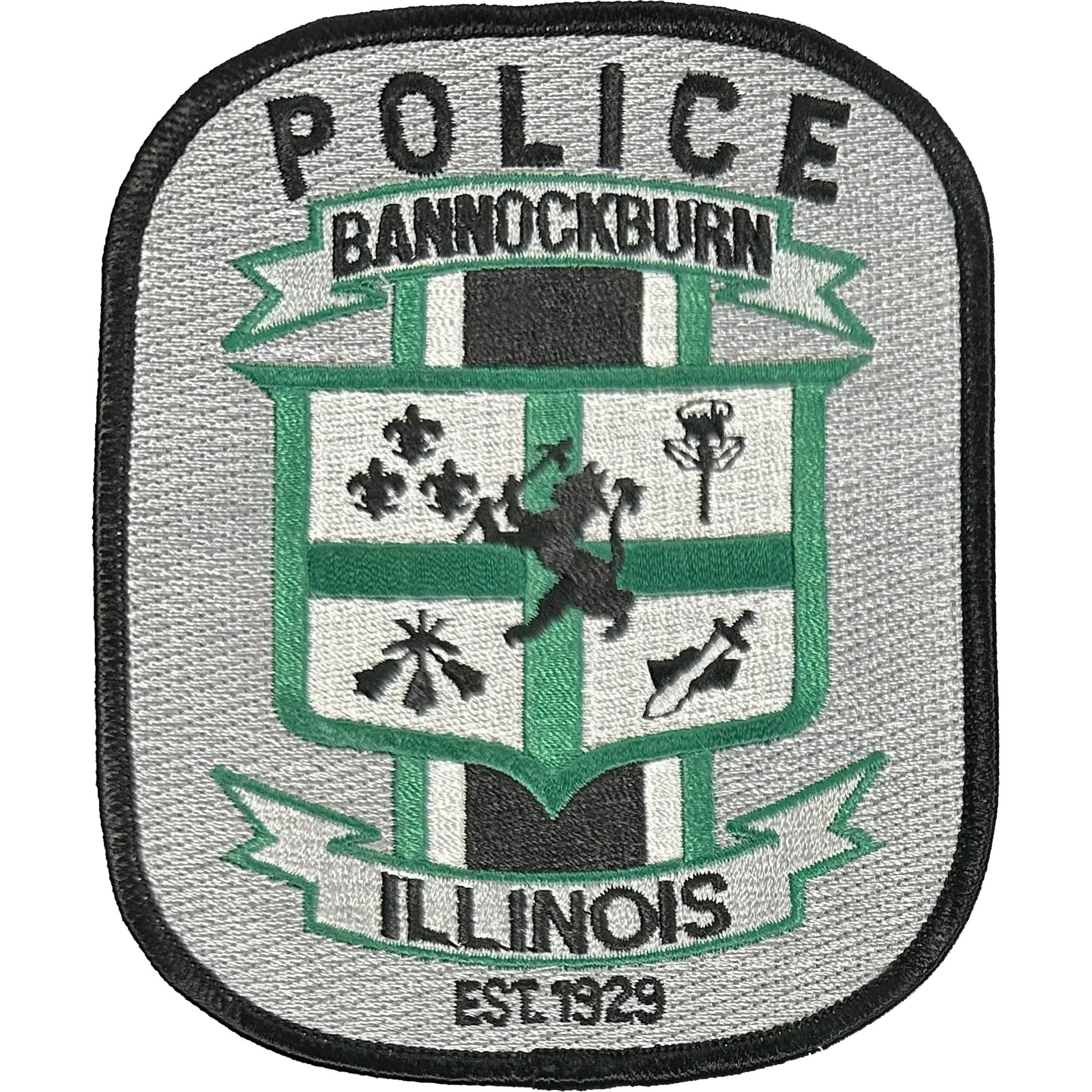 BANNOCKBURN POLICE DEPARTMENT SHOULDER PATCH: Gray Background