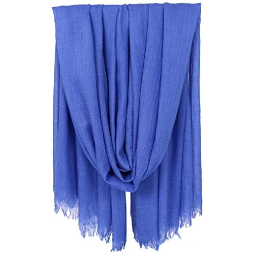 Women Summer Scarf Large Long Line Beach Shawl Lightweight with Fringed Blue