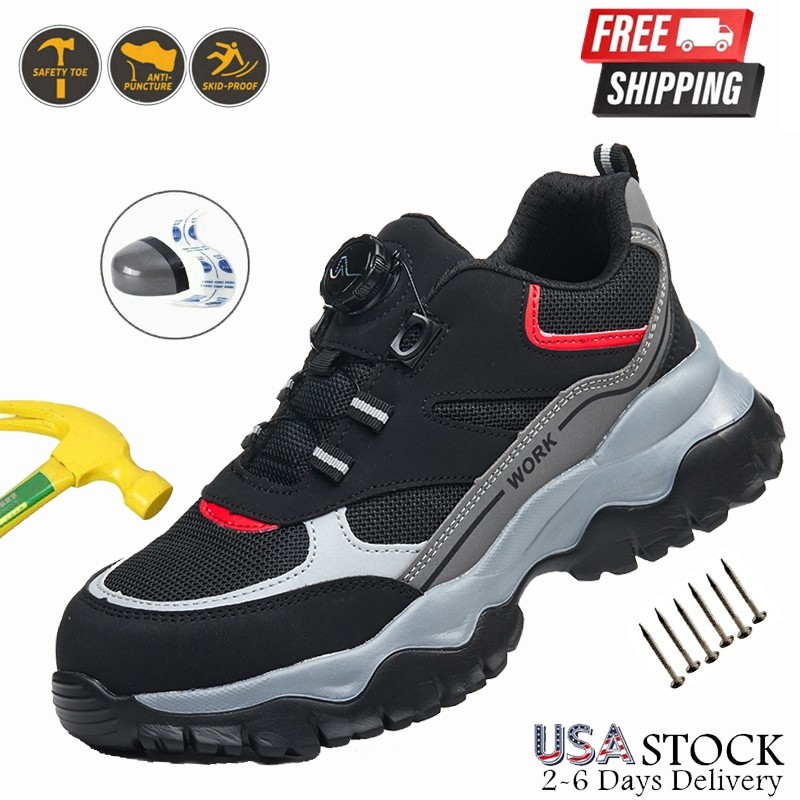 Mens Anti-smash Work Boots Steel Toe Safety Shoes Indestructible Non Slip Boots