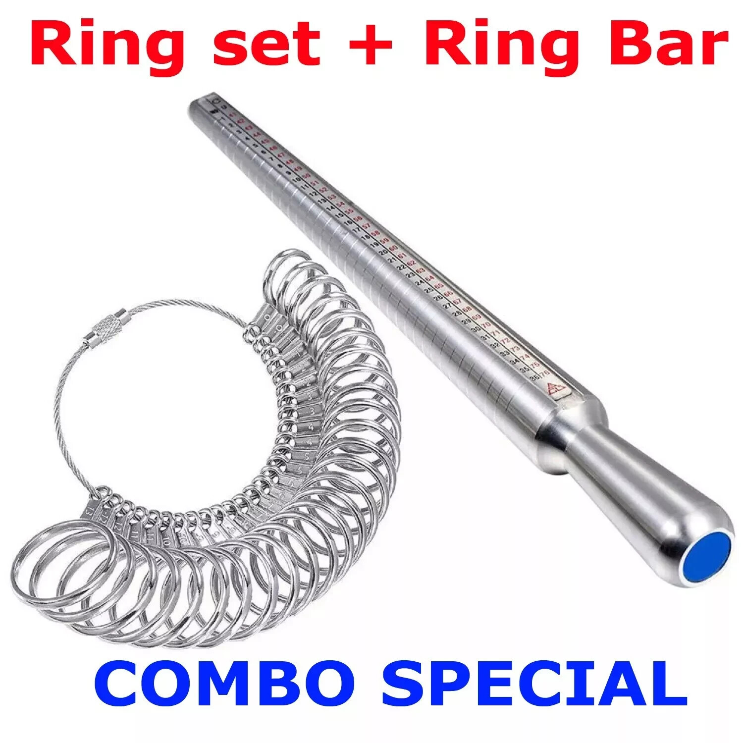 Metal Ring Sizer Guage Mandrel Finger Sizing Measure Stick Standard Jewelry Tool