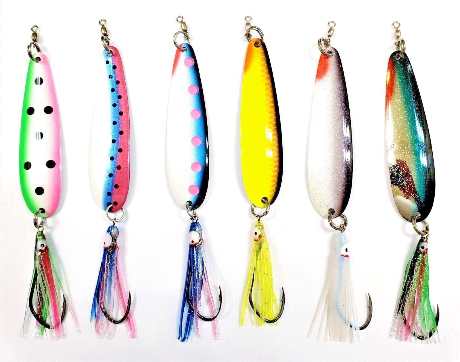 Salmon Spoons McOmie's 4" UV Spoons w/Hoochie (12 Colors)