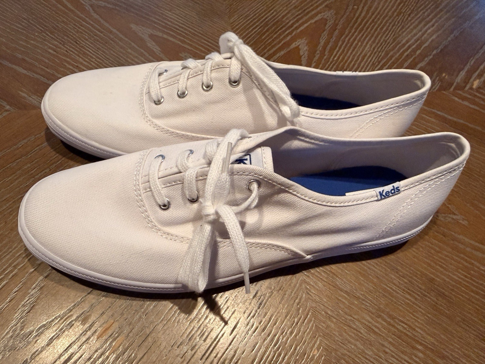 Keds Shoes Womens Size 10 White Canvas Lace Up Sneakers Flats Casual WF34000 NEW