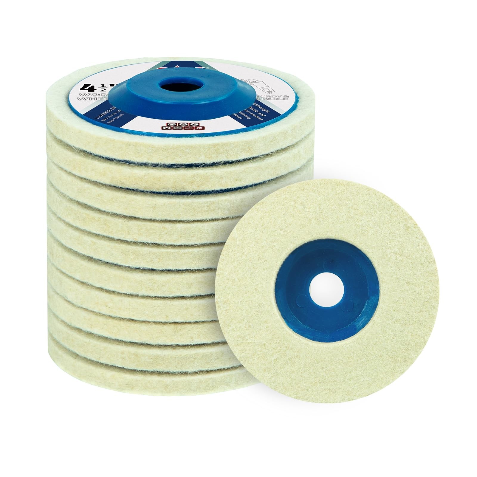 10 Pcs 4-1/2 Inch Wool Felt Polishing Wheel Disc Wool Polishing Wheel Disc fo...