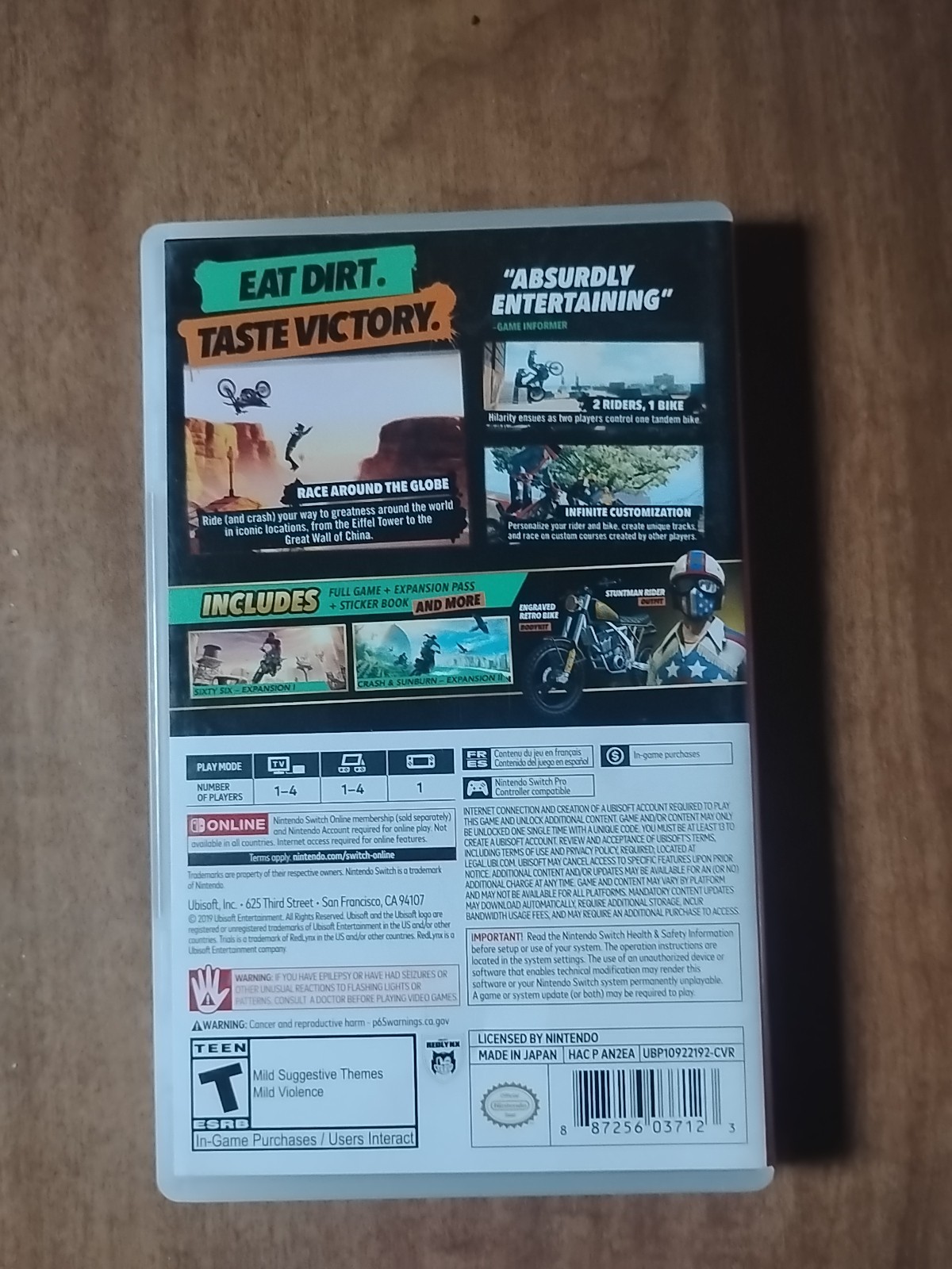 Trials Rising Nintendo Switch Case With Inserts No Game